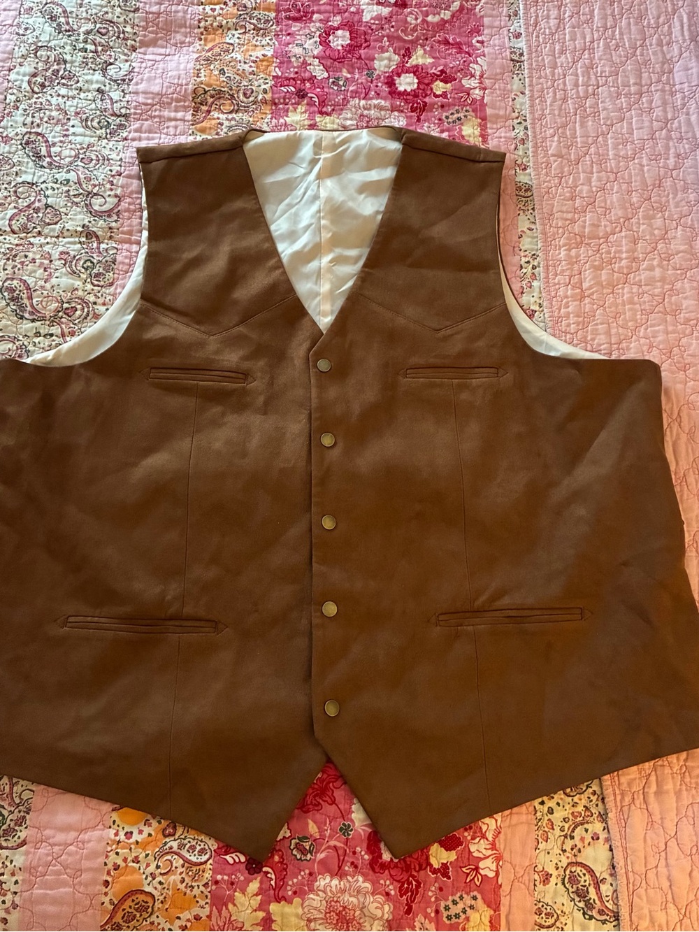 Men's 4XL Faux Brown Suede Vest - Classic Button Front NWOT
